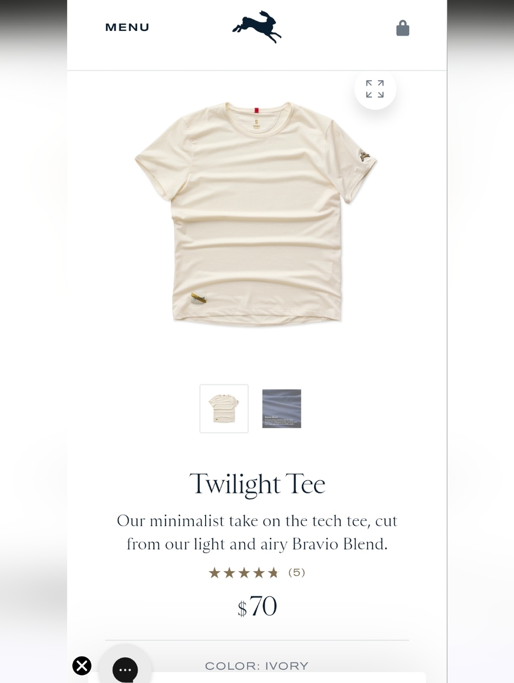 NWOT Tracksmith Women's Twiling Tee Sz L Ivory